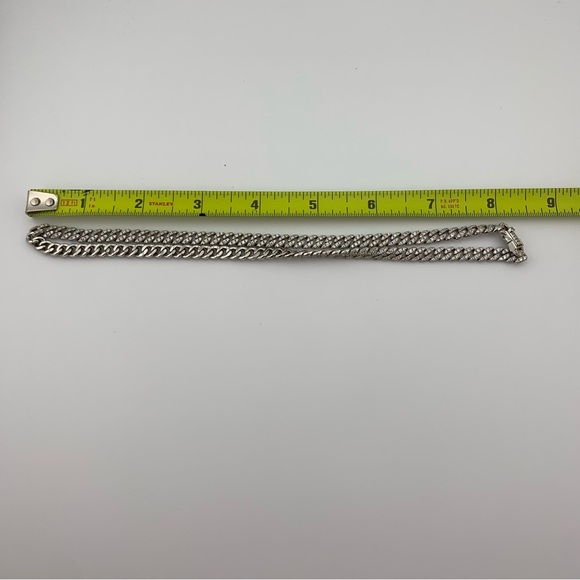 BSI 925 Sterling Reversible Rhinestone Polished Curb Chain Choker Necklace 17" - Picture 12 of 16